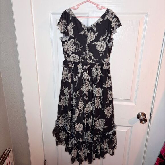 Joyfolie Mia Joy Clarissa Ruffle Dress High Low Hem Black Beige Floral Girls 8 - Picture 11 of 13